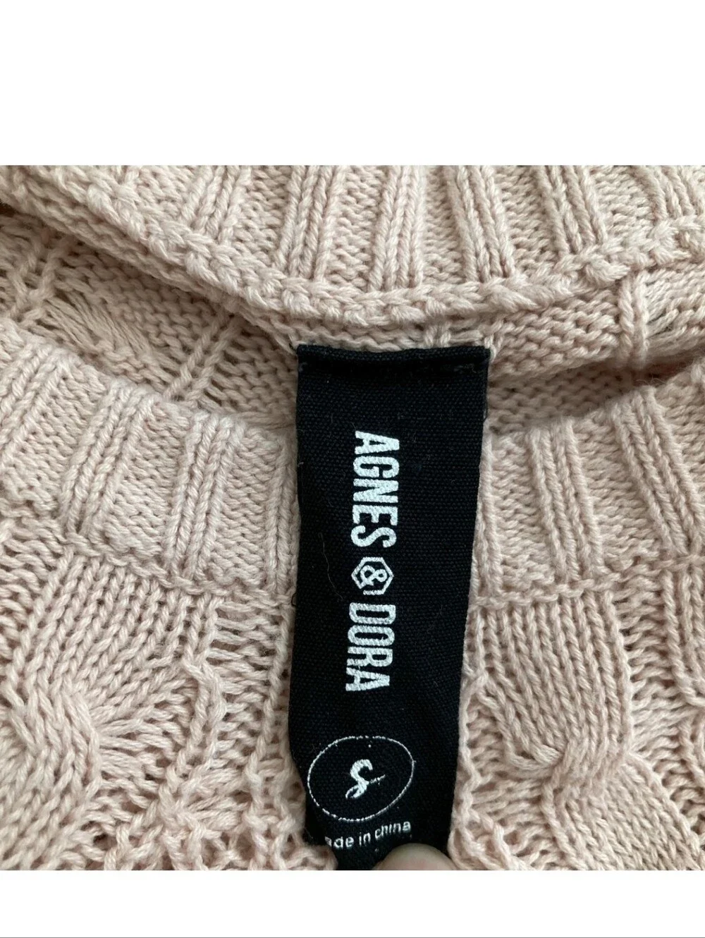 Agnes & Dora Pink Cable Knit Tunic Sweater Empire Loose Babydoll Pastel Small